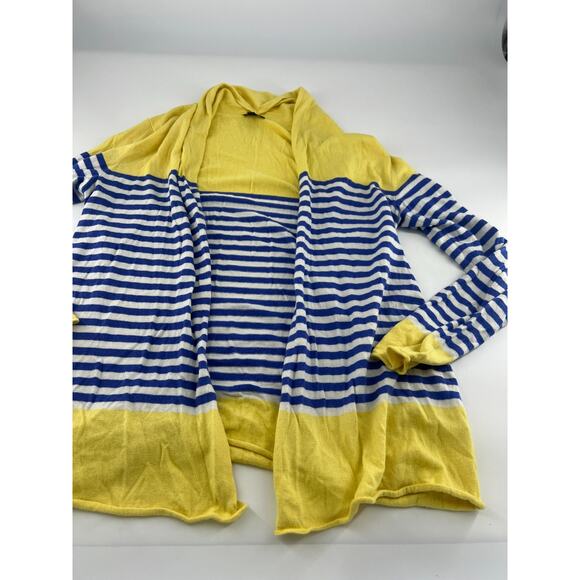 Talbots Open Cardigan Sweater Womens Medium Blue Yellow White Cottagecore Knit - Picture 6 of 7